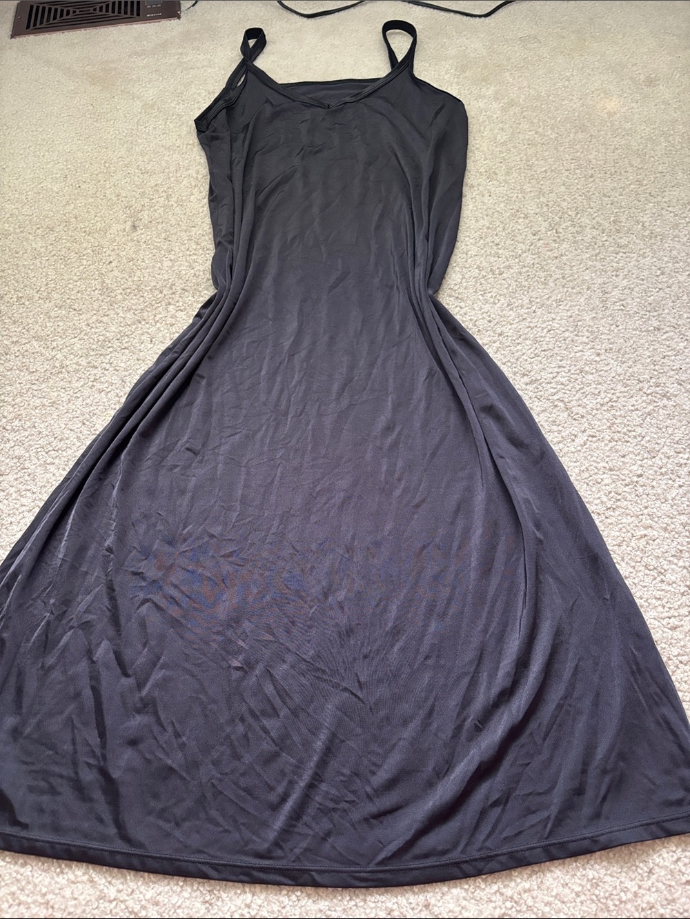Vanity Fair Black Maxi Slip Dress with Spaghetti Straps
